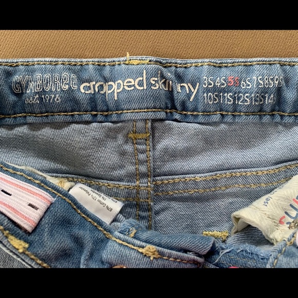 GYMBOREE SKINNY CROPPED JEANS✨EUC✨5SLIM-FRINGE HEM - Picture 3 of 4
